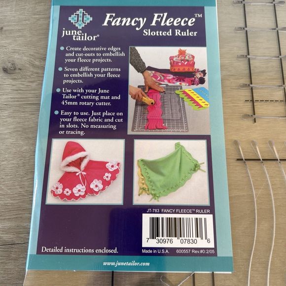 June Tailor FANCY FLEECE Slotted Ruler DECORATIVE EDGES and CUT OUTS USA 16x10" - Picture 2 of 3
